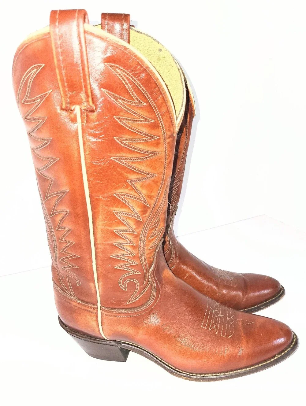 Vintage acme Cowboy Boots 1970's Genuine Leather Western Flame 7 C - Picture 6 of 16